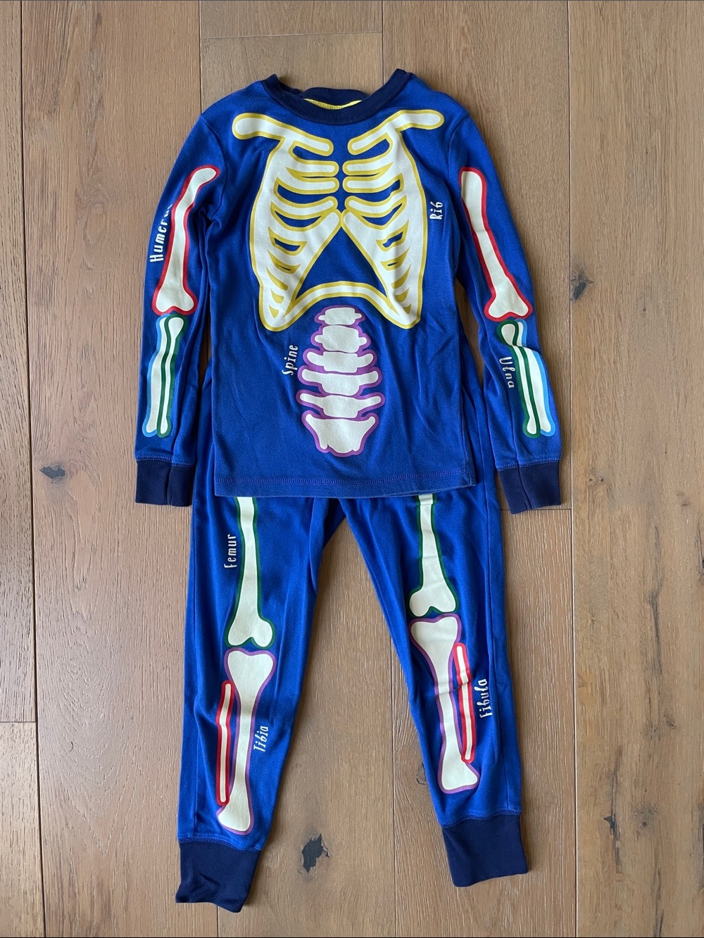 Mini Boden Skeleton Bones Glow-in-the-Dark pajama set